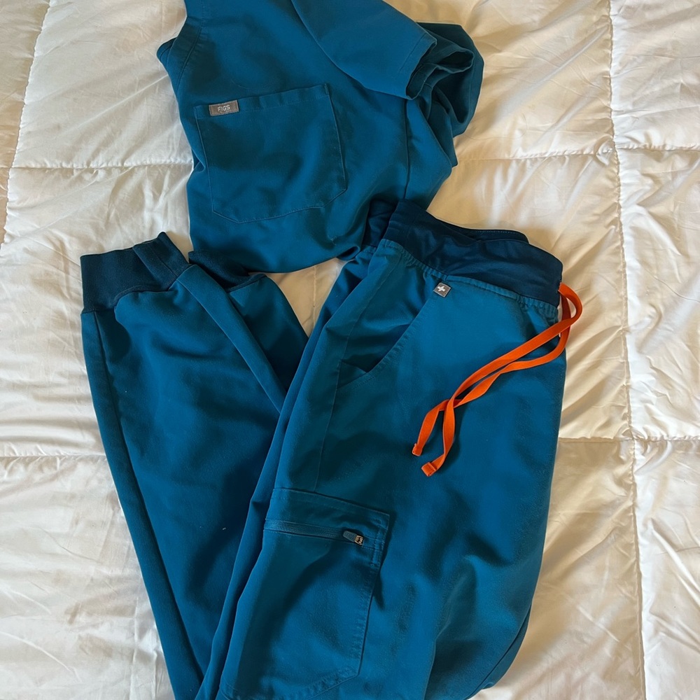 figs jogger scrubs blue